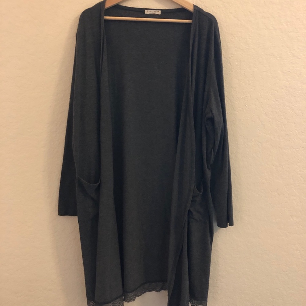 Knee-Length Grey Cardigan